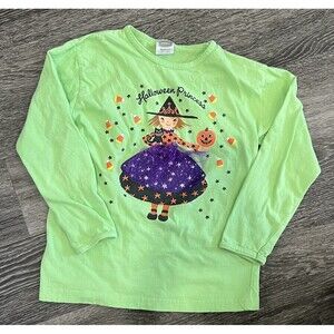 Rel-e-vant Halloween Princess Witch Shirt Girls’ M Green 3D Tulle Pumpkin